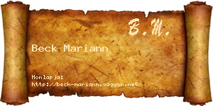 Beck Mariann névjegykártya